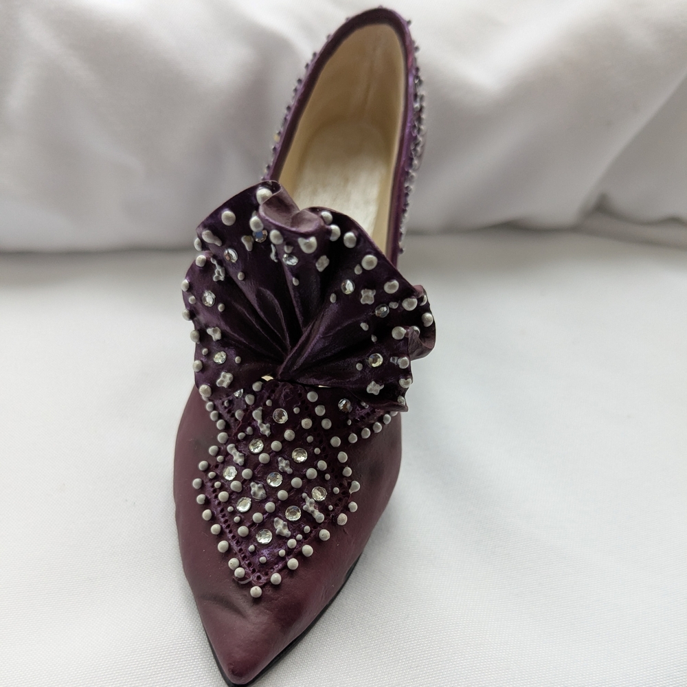 Miniature Elegant Purple Heel with Rhinestone Detailing Decor